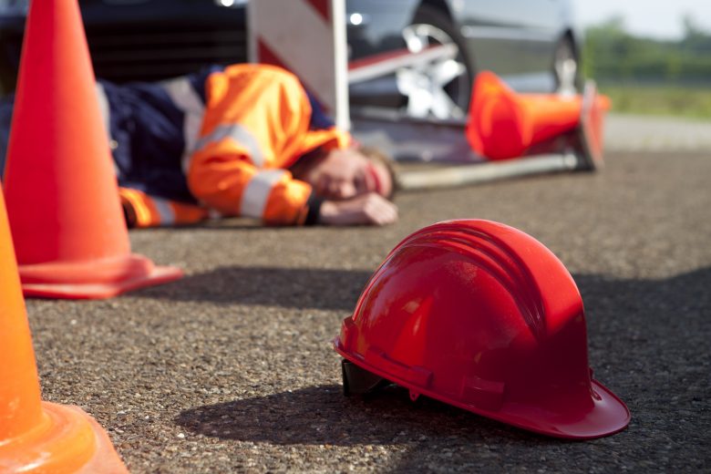 Flagman struck at construction site