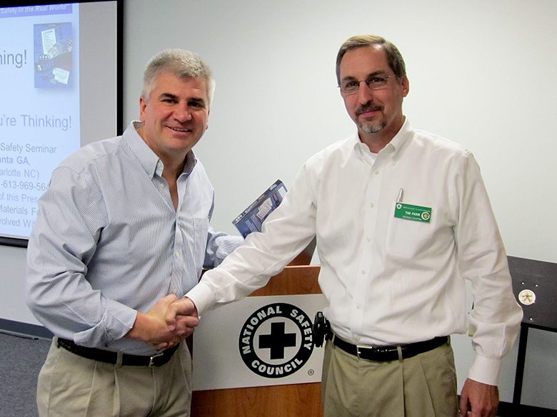 Tim Farr (right) with Don Wilson after his presentation to local chapter members.