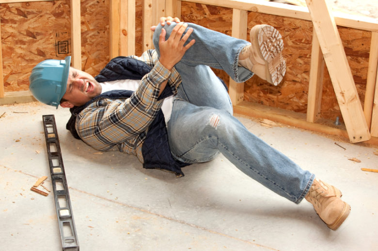 Construction worker falls and injures his leg