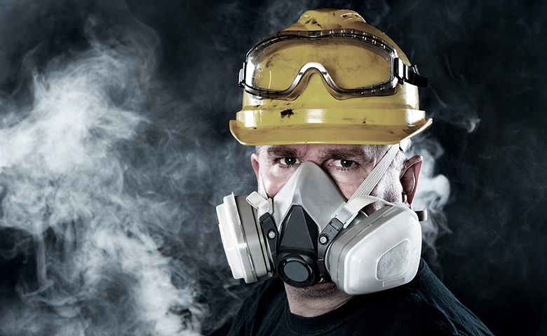 Man wearing respirator