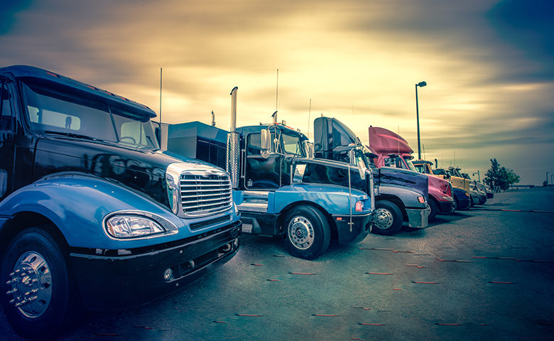 Trucks parked at rest stop