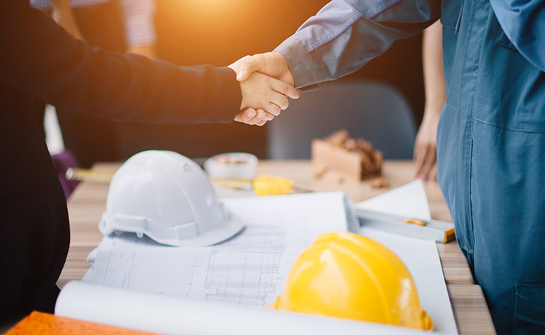 Handshake on a work site