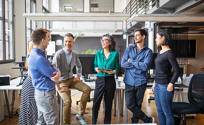 Toolbox talk taking place in an office