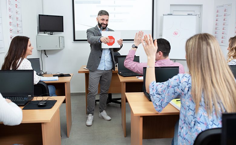 Third-party trainer instructing a class